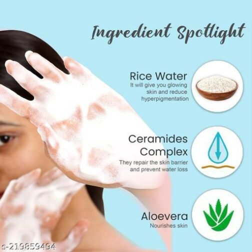 Glamveda Rice & Ceramide Korean Glass Skin Face Wash - Image 3