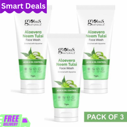 Globus Aloe Vera Neem Tulsi Acne Control Face Wash, Each 75 gm